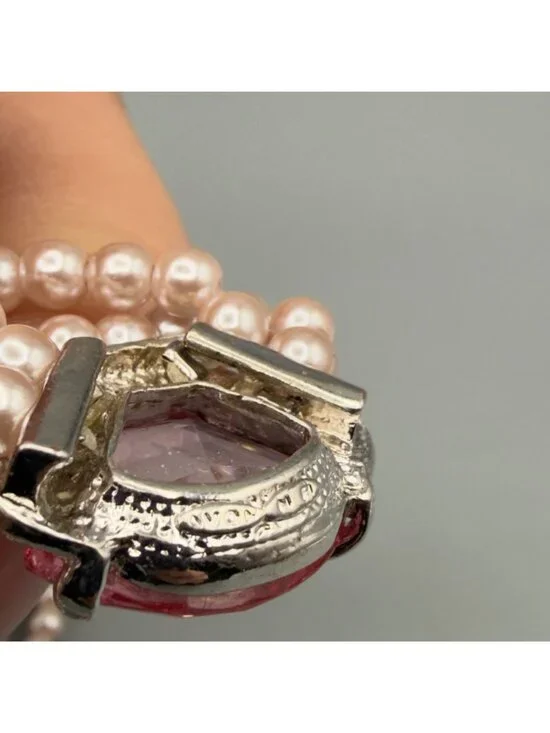 Set of 2 Avon Necklaces Blue Pink Rhinestone Faux Pearl Spring Pastel Nina Ricci - Picture 13 of 15